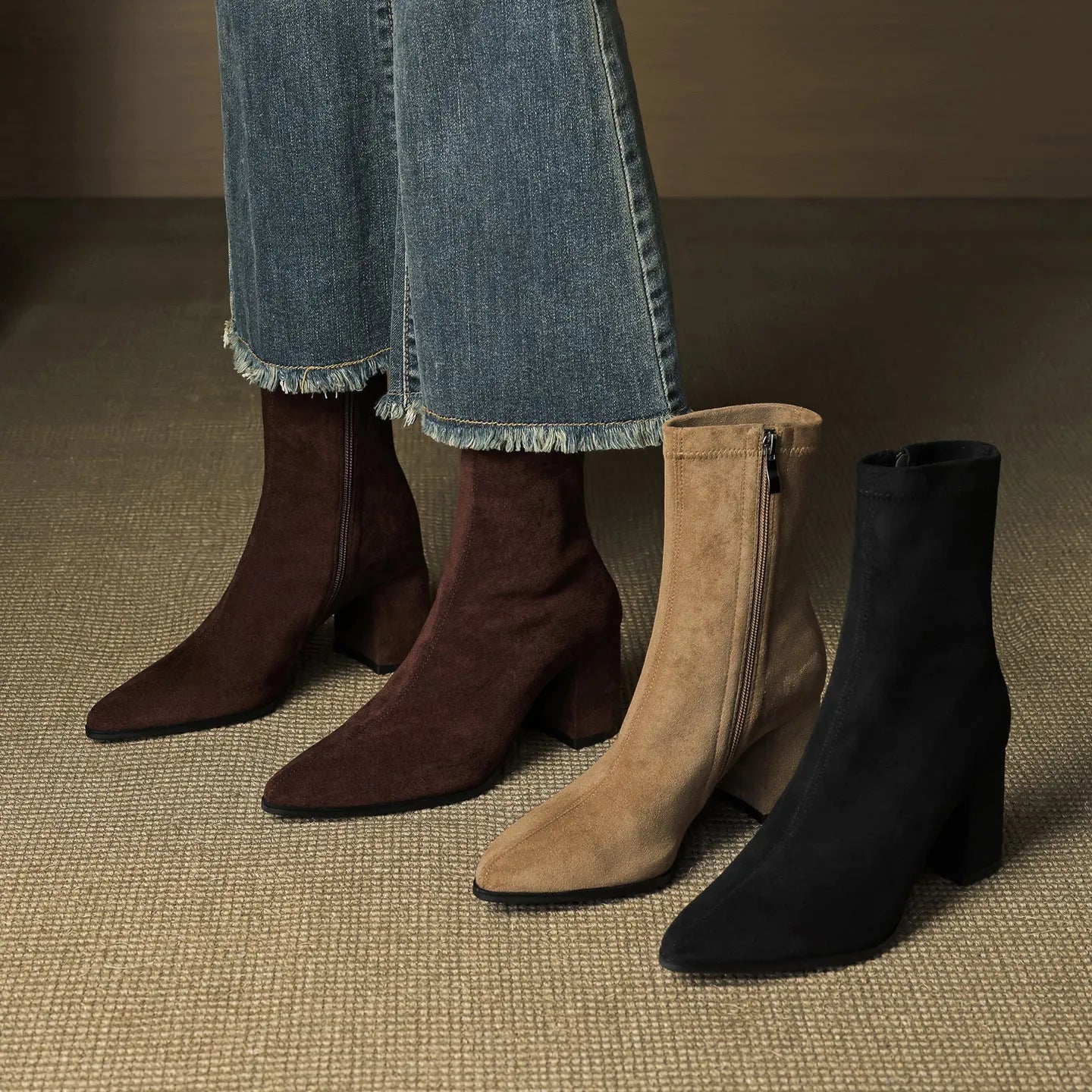 Women's Ankle Casual Boots with Block Heel