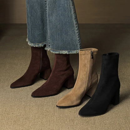 Women's Ankle Casual Boots with Block Heel
