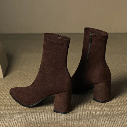 Women's Ankle Casual Boots with Block Heel