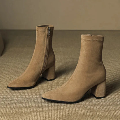 Women's Ankle Casual Boots with Block Heel