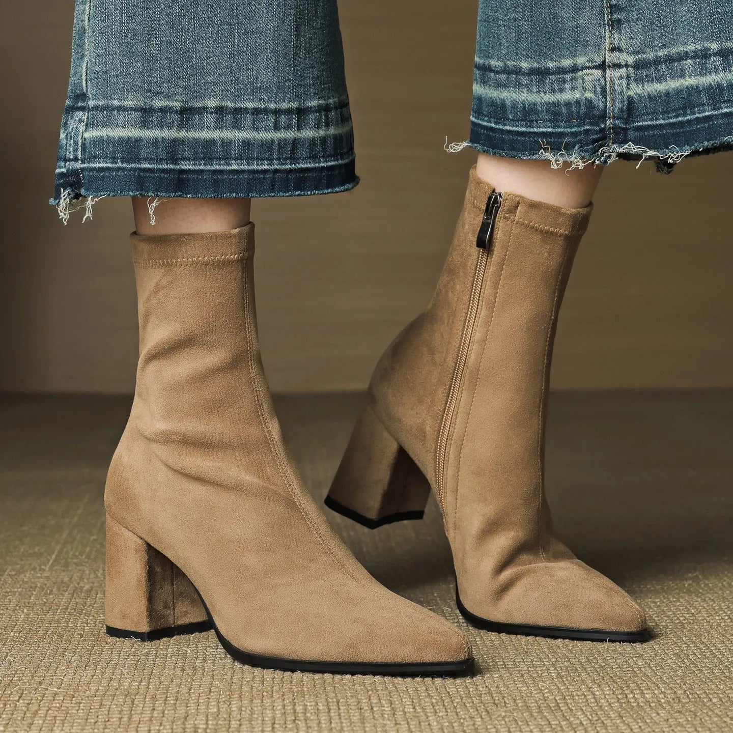 Women's Ankle Casual Boots with Block Heel