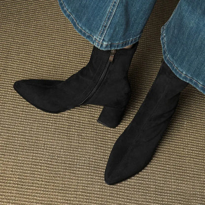 Women's Ankle Casual Boots with Block Heel