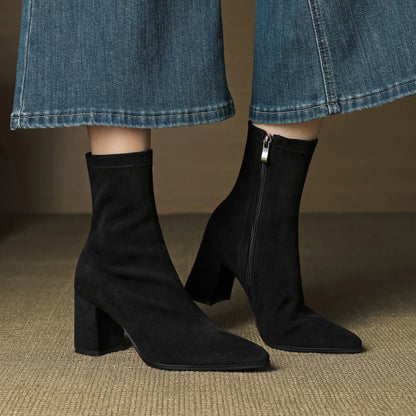 Women's Ankle Casual Boots with Block Heel