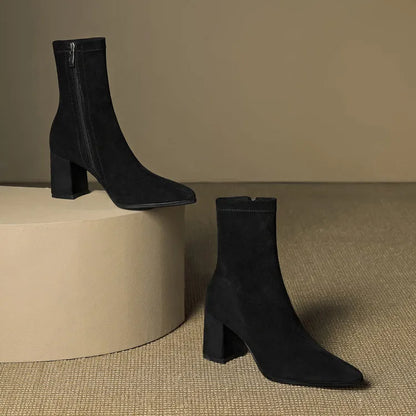 Women's Ankle Casual Boots with Block Heel
