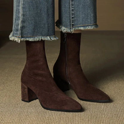 Women's Ankle Casual Boots with Block Heel