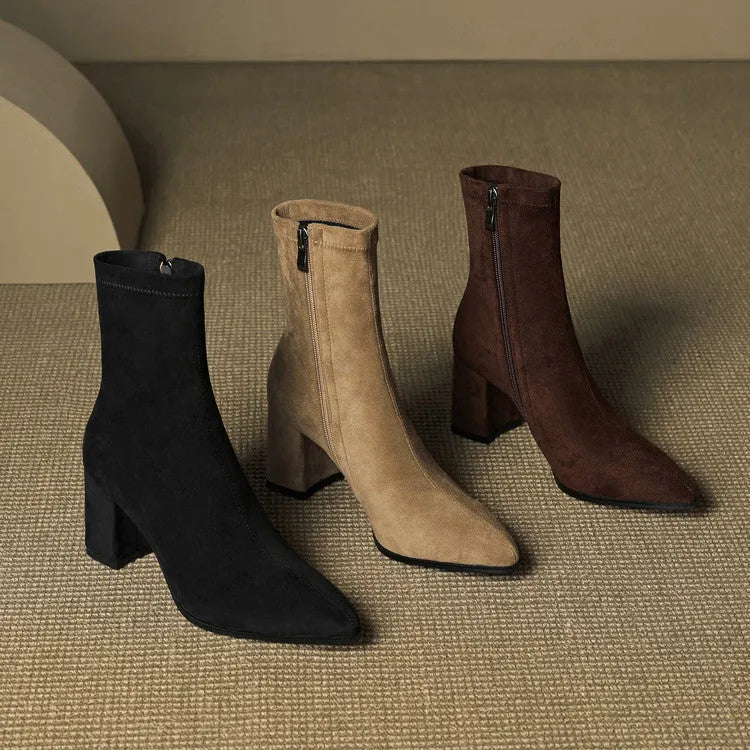 Women's Ankle Casual Boots with Block Heel