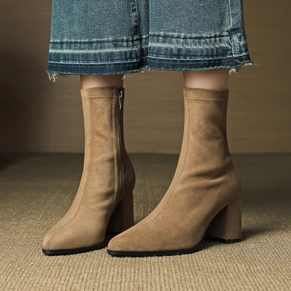 Women's Ankle Casual Boots with Block Heel