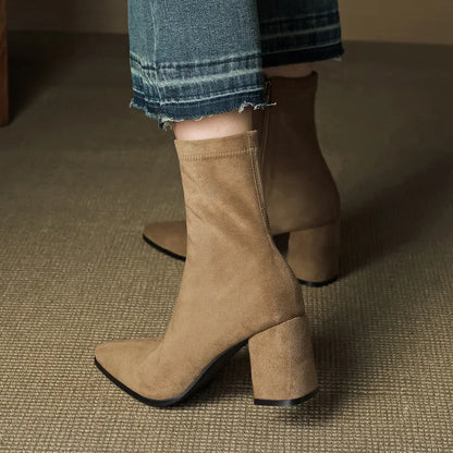 Women's Ankle Casual Boots with Block Heel