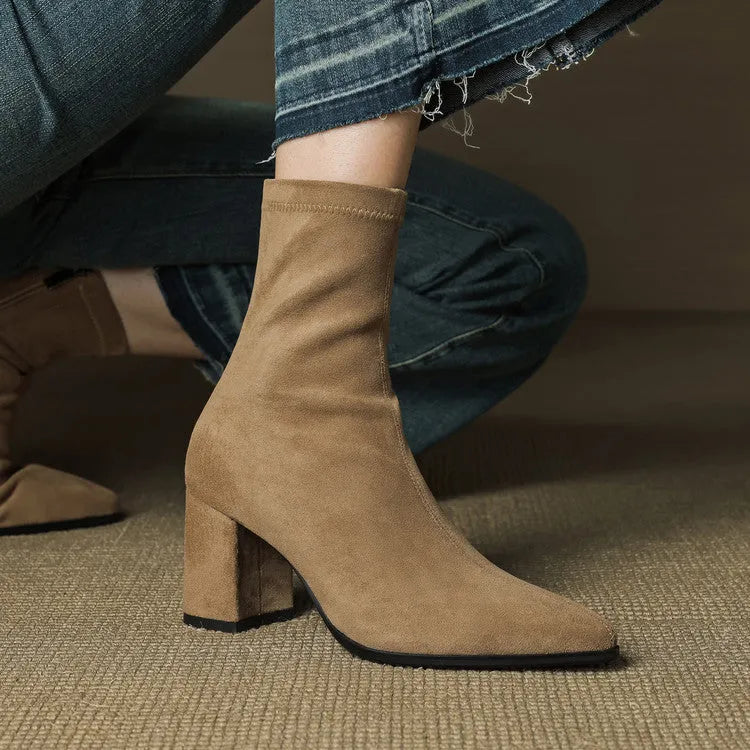 Women's Ankle Casual Boots with Block Heel