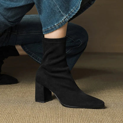 Women's Ankle Casual Boots with Block Heel