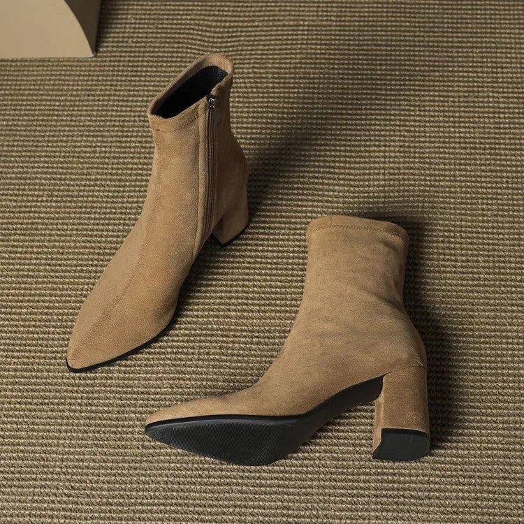Women's Ankle Casual Boots with Block Heel