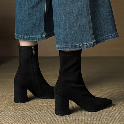 Women's Ankle Casual Boots with Block Heel