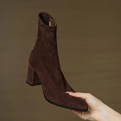 Women's Ankle Casual Boots with Block Heel