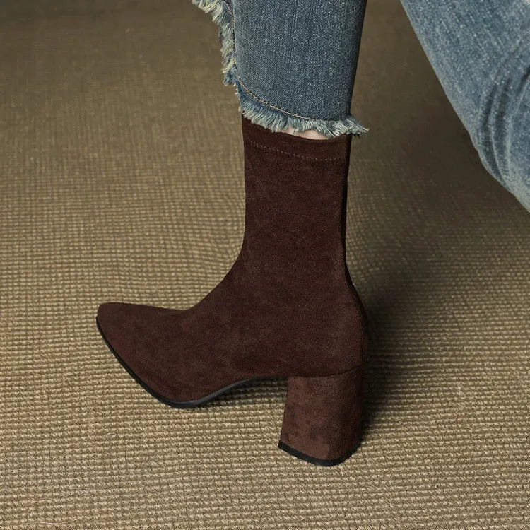Women's Ankle Casual Boots with Block Heel