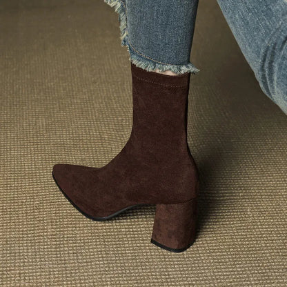 Women's Ankle Casual Boots with Block Heel