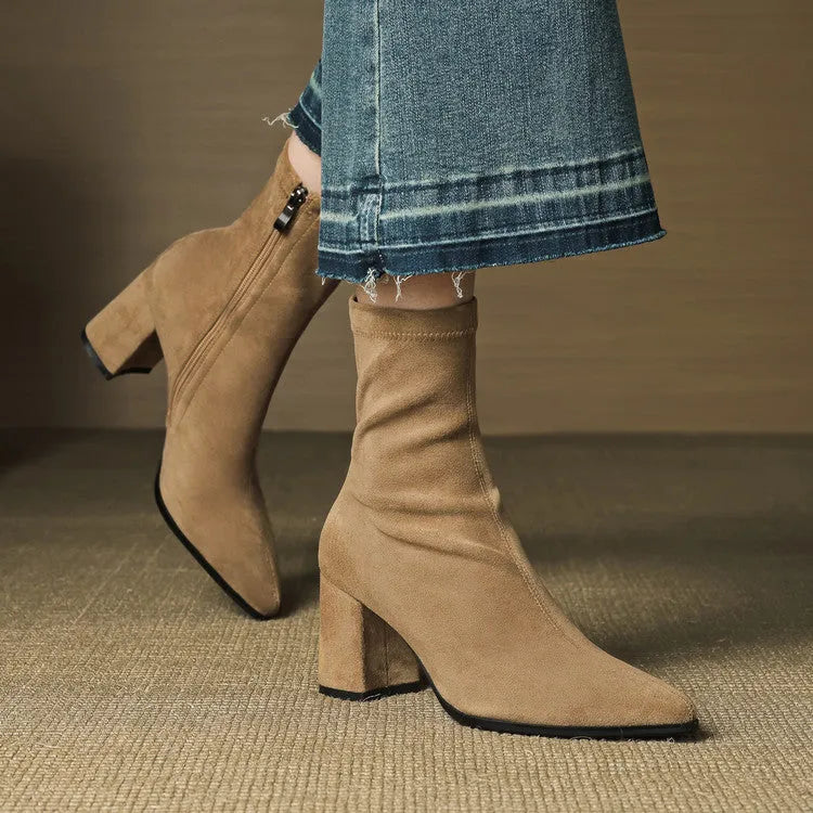 Women's Ankle Casual Boots with Block Heel