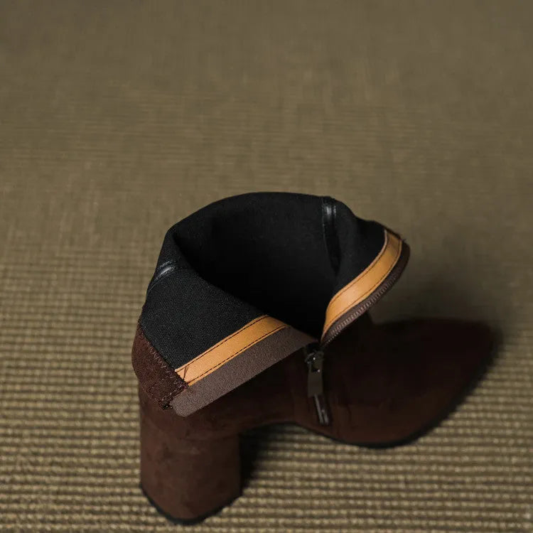 Women's Ankle Casual Boots with Block Heel