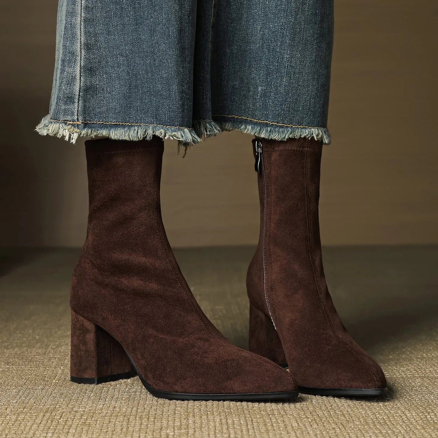 Women's Ankle Casual Boots with Block Heel