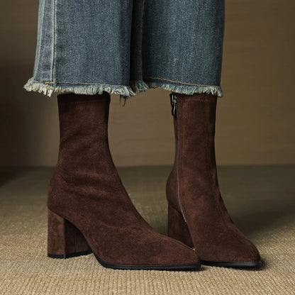 Women's Ankle Casual Boots with Block Heel