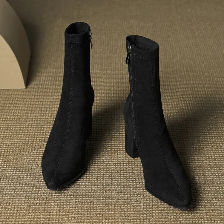 Women's Ankle Casual Boots with Block Heel