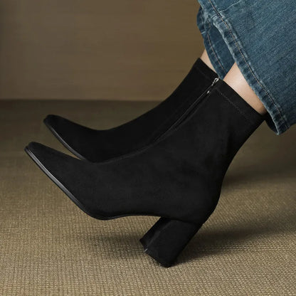 Women's Ankle Casual Boots with Block Heel
