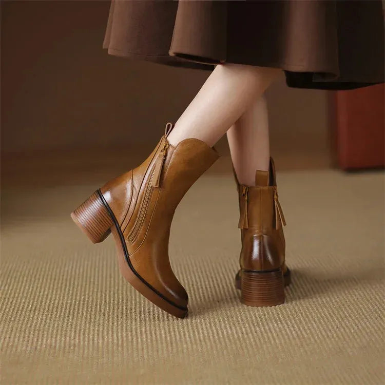 Women's Ankle Stylish Boots with Block Heel