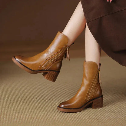 Women's Ankle Stylish Boots with Block Heel