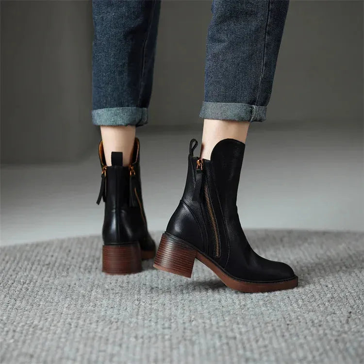 Women's Ankle Stylish Boots with Block Heel