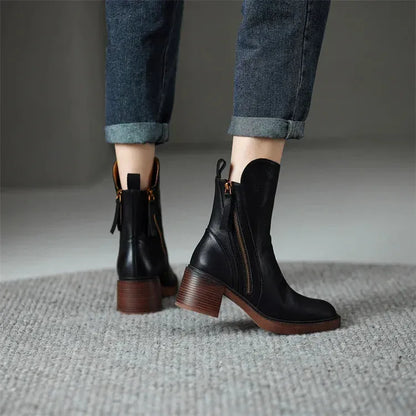 Women's Ankle Stylish Boots with Block Heel