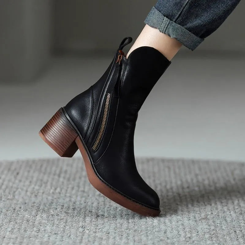 Women's Ankle Stylish Boots with Block Heel