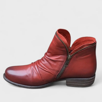 Women's Ankle Vintage Boots with Low Block Heel
