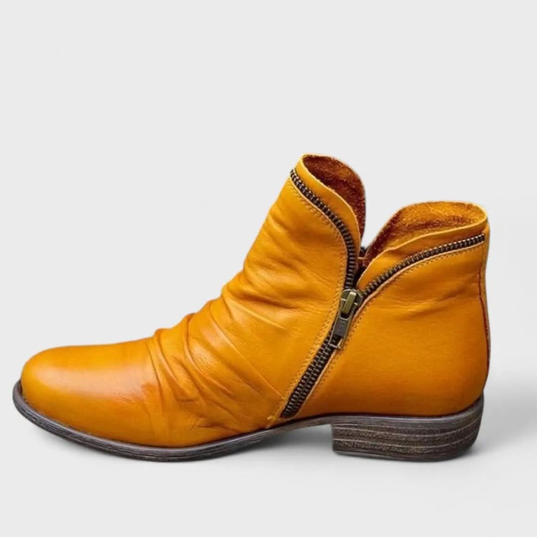 Women's Ankle Vintage Boots with Low Block Heel