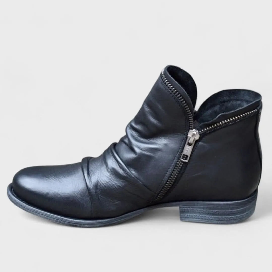 Women's Ankle Vintage Boots with Low Block Heel
