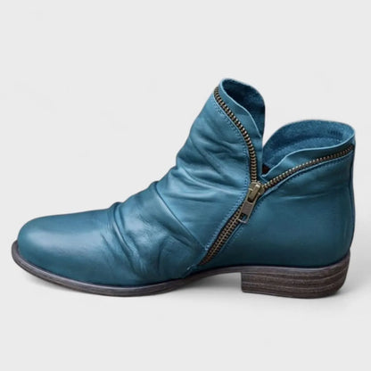 Women's Ankle Vintage Boots with Low Block Heel