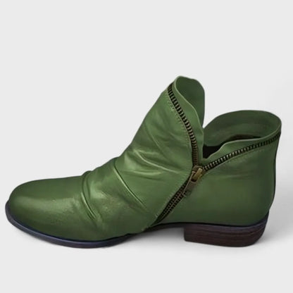 Women's Ankle Vintage Boots with Low Block Heel