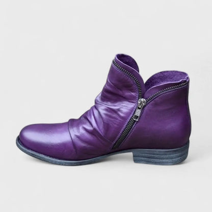 Women's Ankle Vintage Boots with Low Block Heel