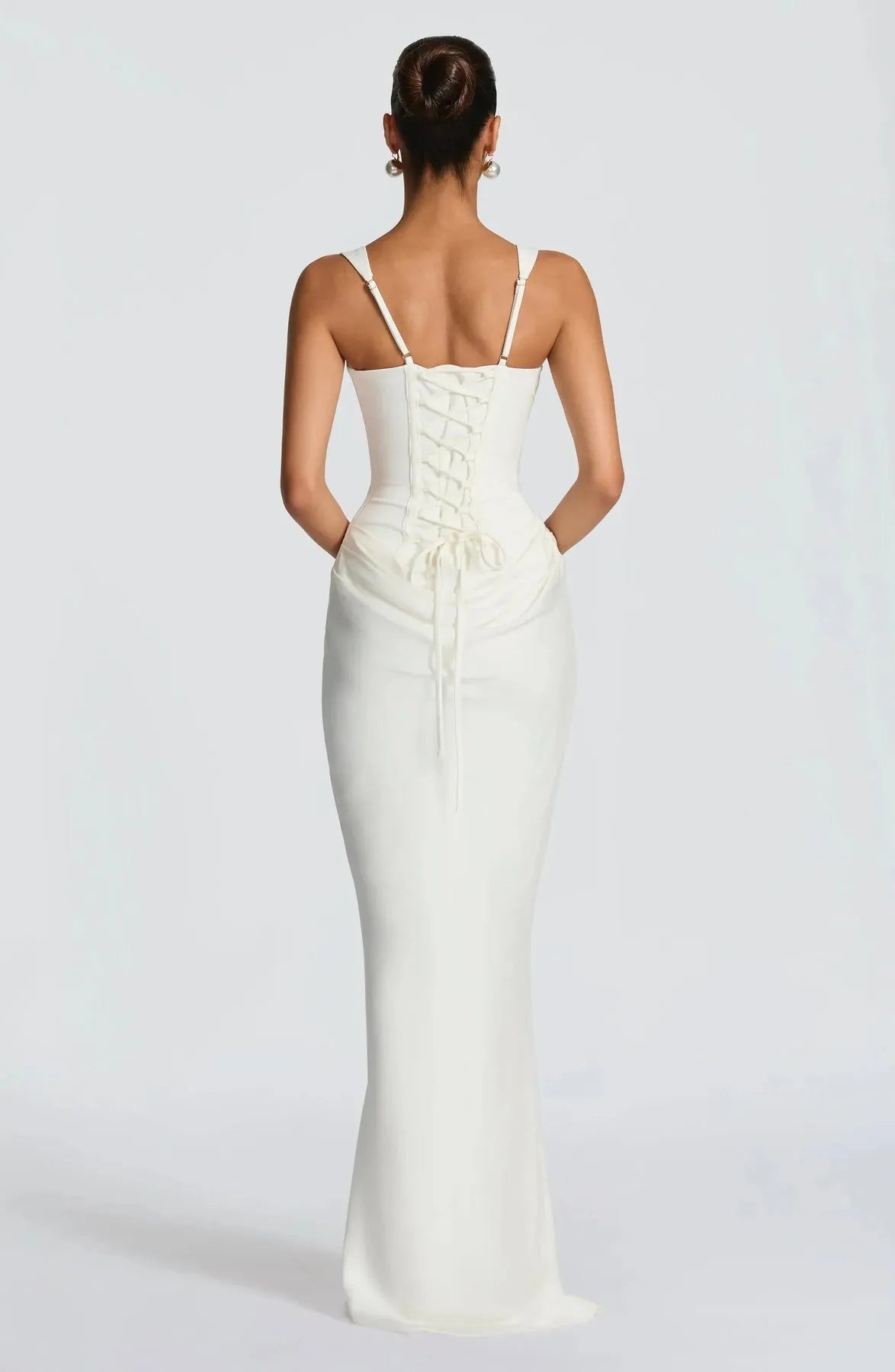 Women's Bodycon Elegant Maxi Wedding Guest Dress with Square Neck