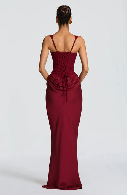Women's Bodycon Elegant Maxi Wedding Guest Dress with Square Neck