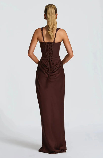 Women's Bodycon Elegant Maxi Wedding Guest Dress with Square Neck