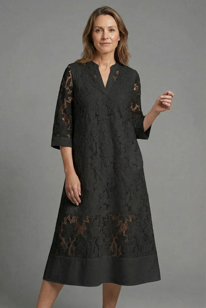 Women’s Casual Embroidered Midi Wedding Guest Dresses with V-Neck