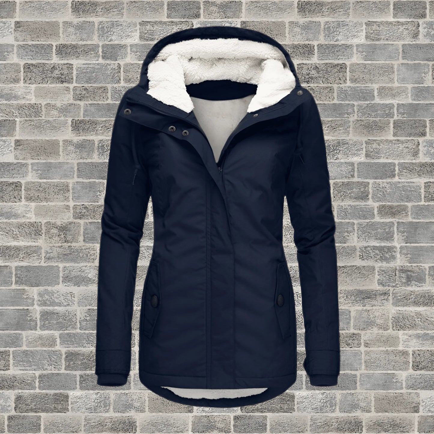 Women’s Casual Fluffy Coat with Fur Trim