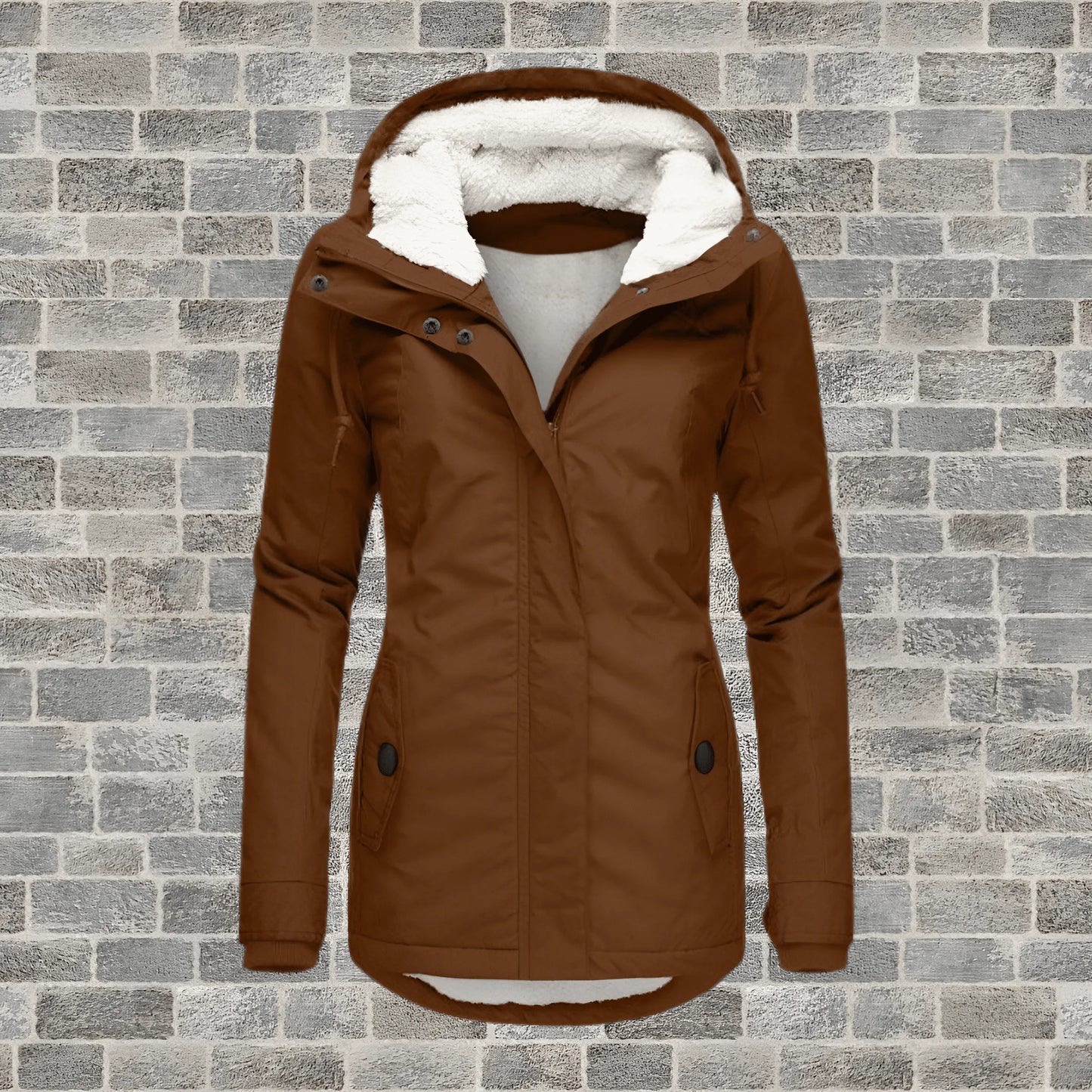 Women’s Casual Fluffy Coat with Fur Trim