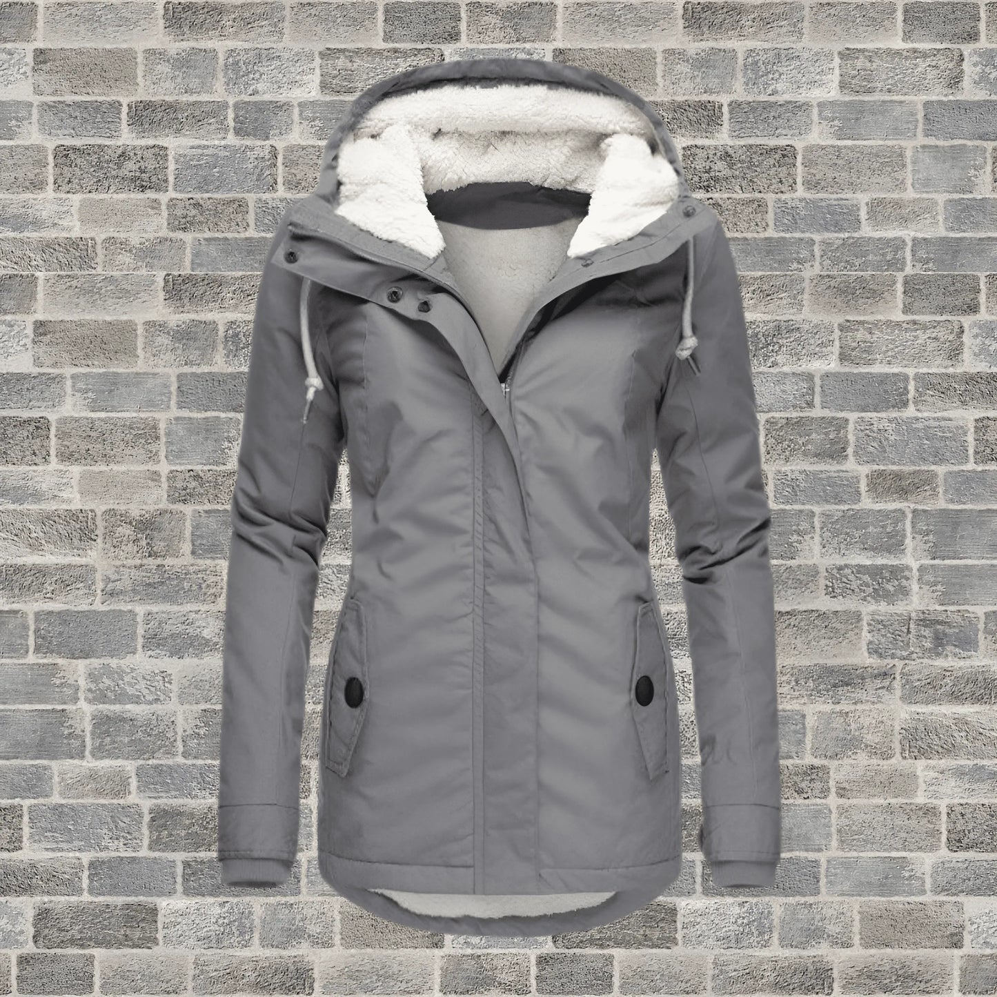 Women’s Casual Fluffy Coat with Fur Trim