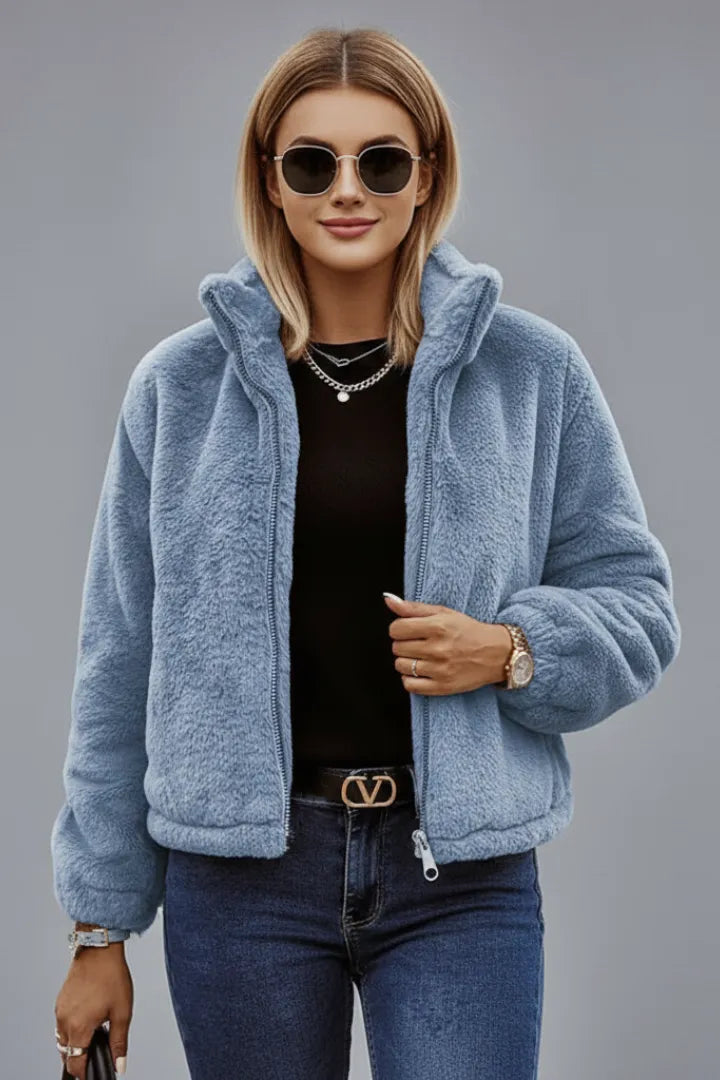 Women's Casual Fluffy Jacket with Pockets