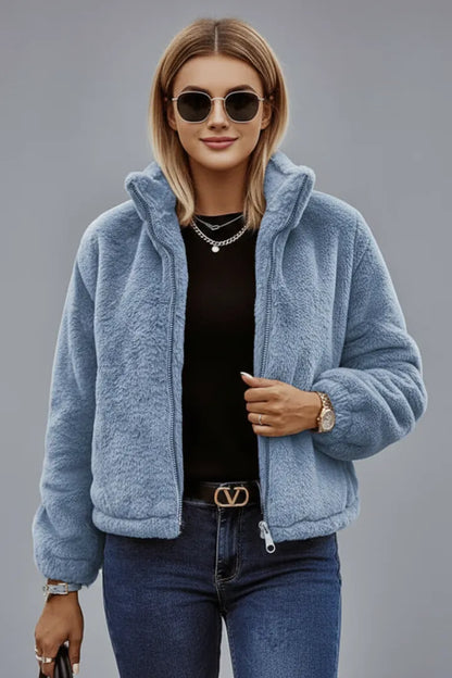 Women's Casual Fluffy Jacket with Pockets