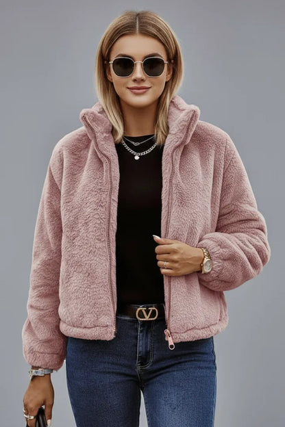 Women's Casual Fluffy Jacket with Pockets