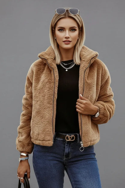 Women's Casual Fluffy Jacket with Pockets