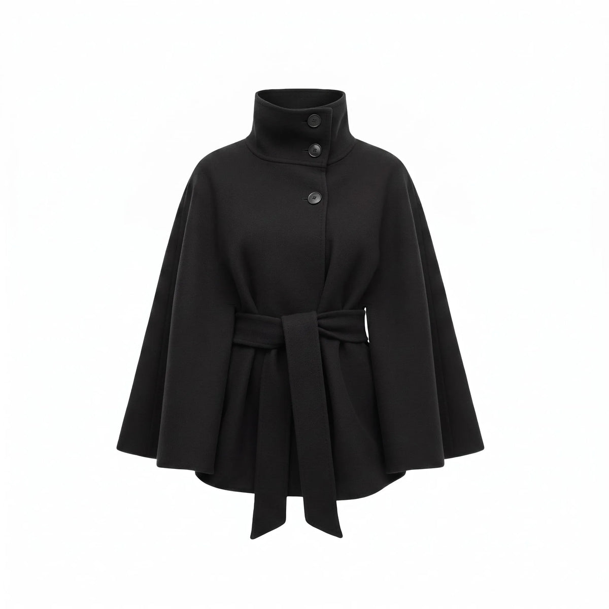 Women's Casual High Collar Jacket with Belted Waist