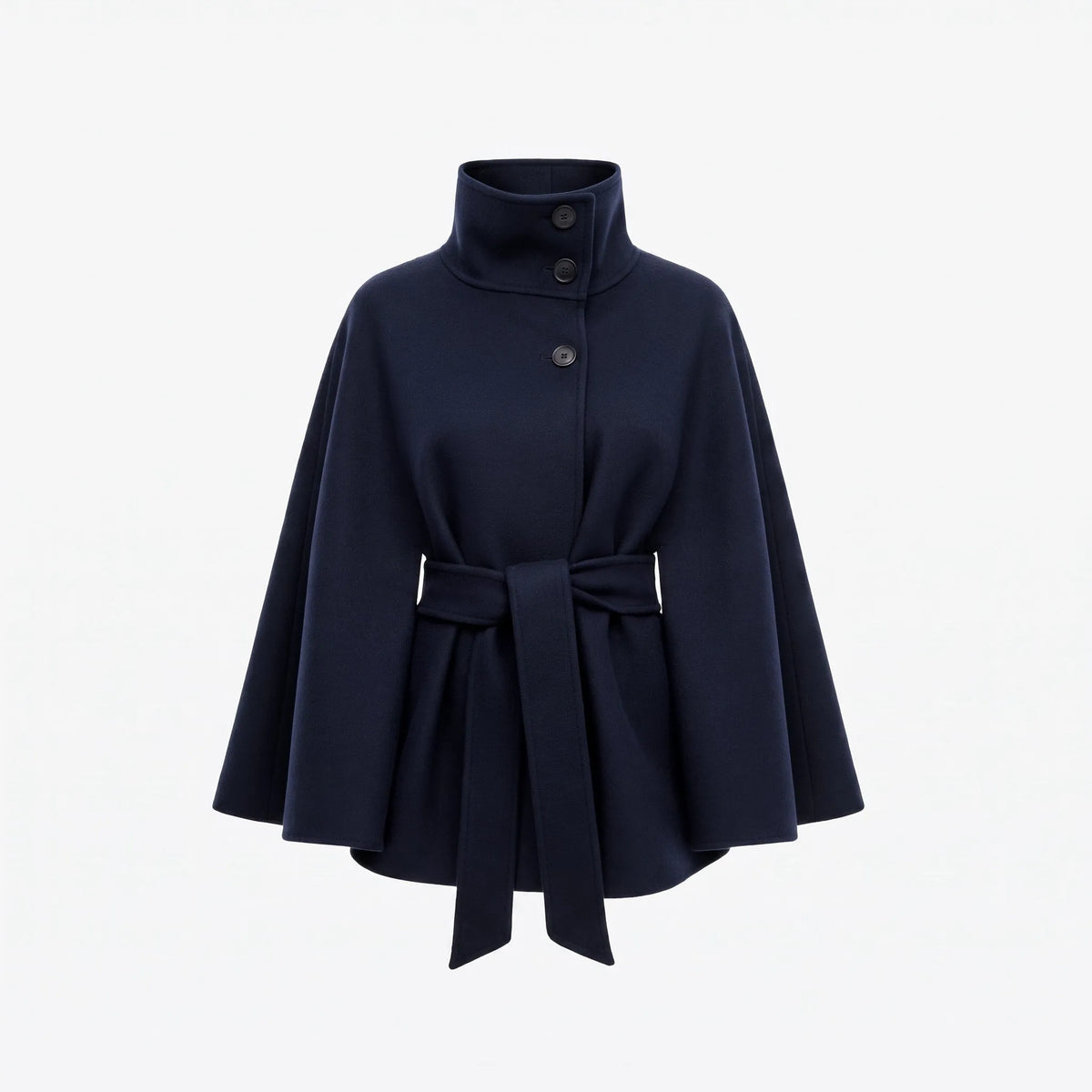 Women's Casual High Collar Jacket with Belted Waist