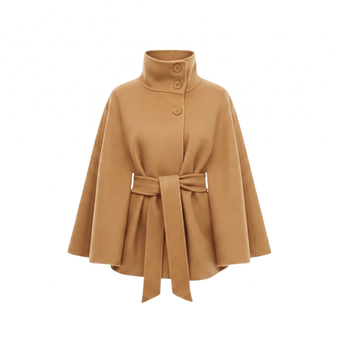 Women's Casual High Collar Jacket with Belted Waist